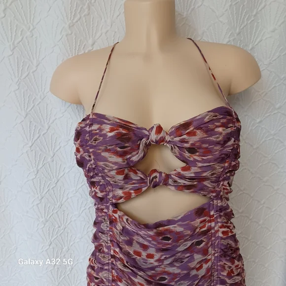 Zara New Women Size L  Purple Patterned Mini Dress - Picture 8 of 16
